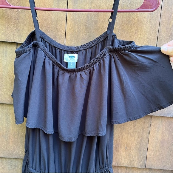 Old Navy Ruffled Off The Shoulder Black Ankle Length Jumpsuit Size Small - Picture 12 of 16